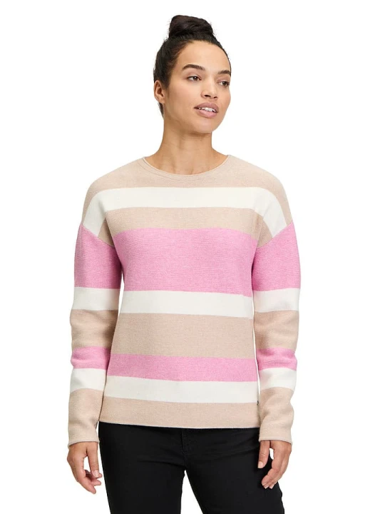 Zdjęcie produktu BETTY & CO Sweter w kolorze szarobrązowo-jasnoróżowo-kremowym rozmiar: 40