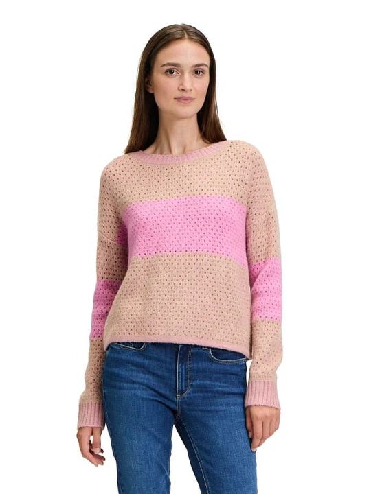 Zdjęcie produktu BETTY & CO Sweter w kolorze szarobrązowo-jasnoróżowym rozmiar: 40