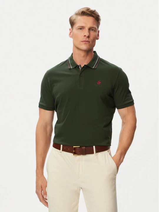 Zdjęcie produktu Beverly Hills Polo Club Polo P-SS26M-P450111 Zielony ciemny Regular Fit
