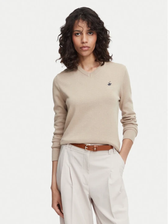 Zdjęcie produktu Beverly Hills Polo Club Sweter P-SS26W-M536563 Beżowy Regular Fit