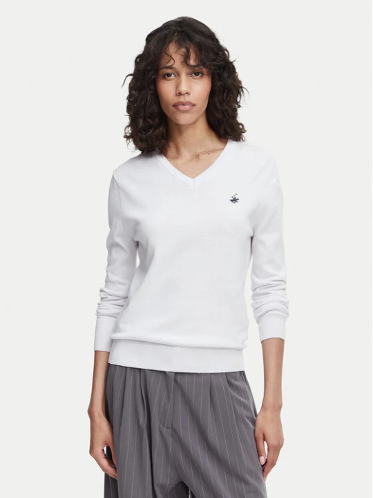 Zdjęcie produktu Beverly Hills Polo Club Sweter P-SS26W-M536563 Biały Regular Fit