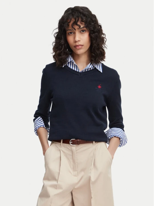 Zdjęcie produktu Beverly Hills Polo Club Sweter P-SS26W-M536563 Granatowy Regular Fit