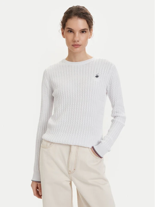 Zdjęcie produktu Beverly Hills Polo Club Sweter P-SS26W-M537390 Biały Regular Fit