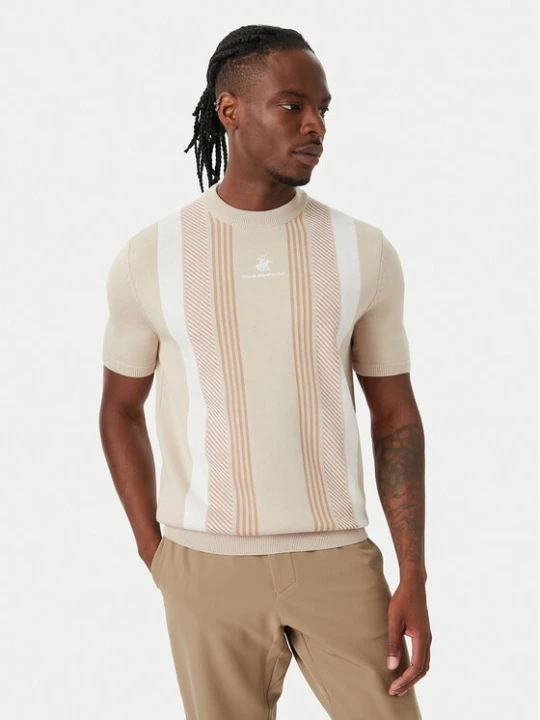 Zdjęcie produktu Beverly Hills Polo Club T-Shirt M7611-HR Beżowy jasny Regular Fit