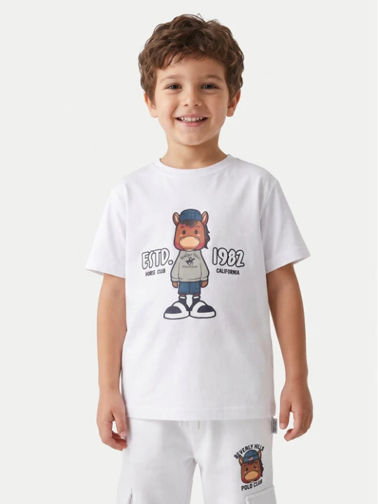 Zdjęcie produktu Beverly Hills Polo Club T-Shirt P-SS26B-TS0135 Biały Regular Fit