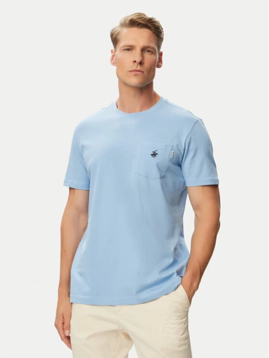 Zdjęcie produktu Beverly Hills Polo Club T-Shirt P-SS26M-TS414000 Niebieski jasny Regular Fit