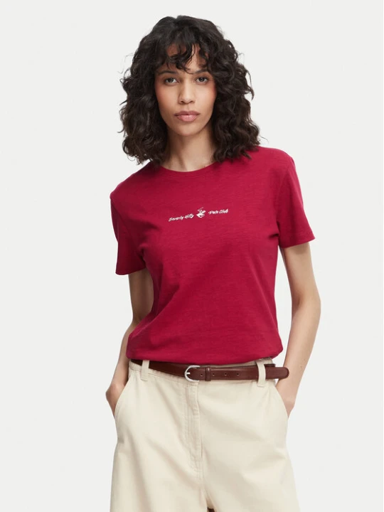 Zdjęcie produktu Beverly Hills Polo Club T-Shirt P-SS26W-TS6510 Bordowy Regular Fit