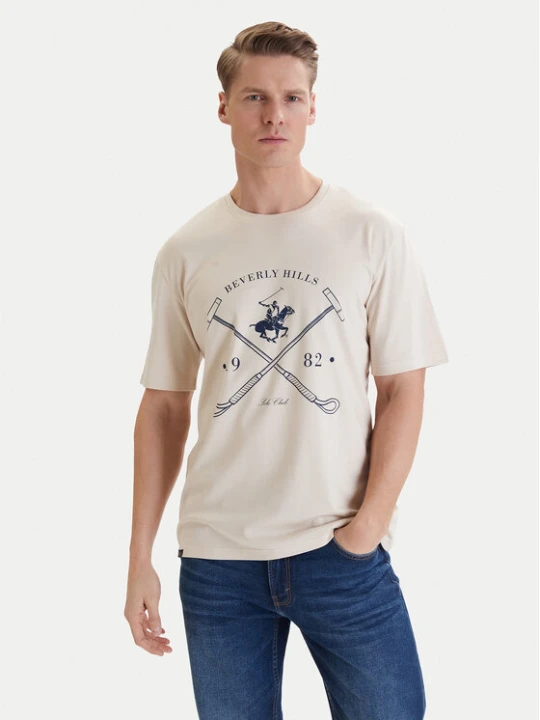 Zdjęcie produktu Beverly Hills Polo Club T-Shirt W126-BHMTS-1020-39P Beżowy Regular Fit