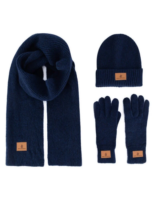 Zdjęcie produktu Beverly Hills Polo Club Zestaw czapka, szalik i rękawiczki BHPC-MC-001-AW24 Granatowy