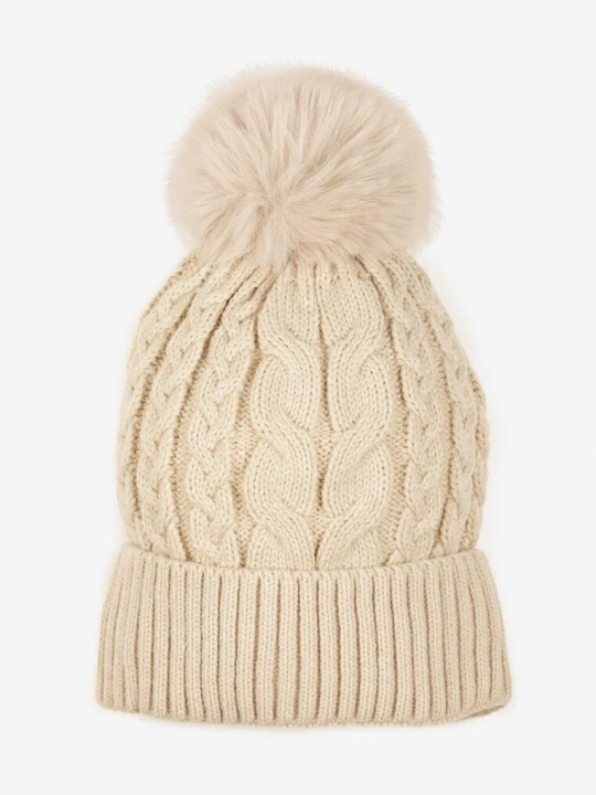 Zdjęcie produktu Beżowa Czapka Beanie z Ozdobnym Pomponem Norirra