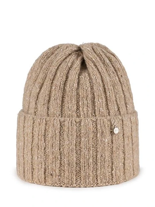 Zdjęcie produktu Beżowa czapka damska z wełną merino Olsen