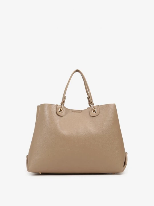 Zdjęcie produktu Beżowa Dwukomorowa Torebka Typu Shopper Ozdobiona Metalicznymi Aplikacjami Adorrive Kassandra