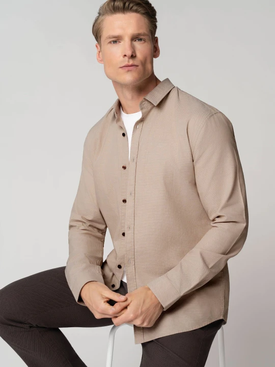 Zdjęcie produktu Beżowa koszula, Slim Fit, K-ELIX Volcano