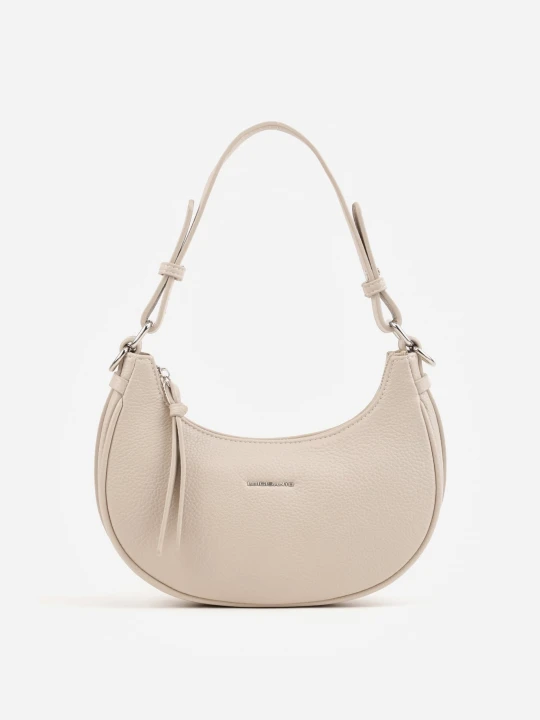 Zdjęcie produktu Beżowa Torebka Bagietka w Kształcie Półksiężyca z Paskiem Crossbody Dianialla Luigisanto