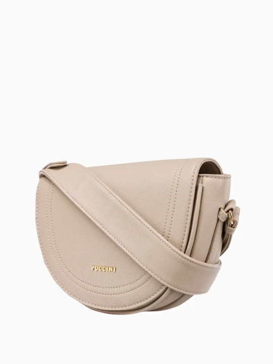 Zdjęcie produktu Beżowa torebka damska crossbody w kształcie półksiężyca Puccini