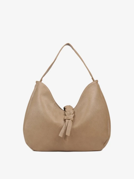 Zdjęcie produktu Beżowa Torebka Hobo Shopper Ozdobiona Plecionką Nalorella Chantal Firenze