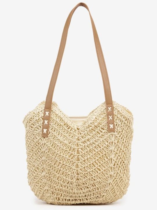 Zdjęcie produktu Beżowa Torebka na Ramię z Plecionki w Stylu Boho Liramirae Versoli