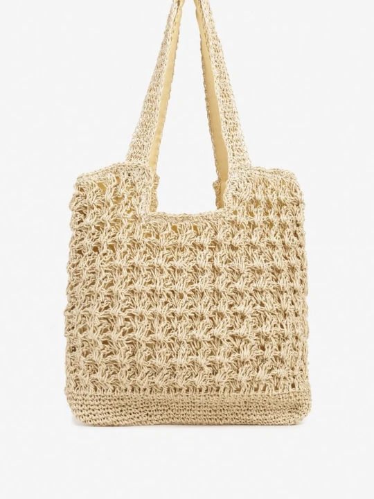 Zdjęcie produktu Beżowa Torebka Plażowa Typu Shopper w Stylu Boho Galira Versoli