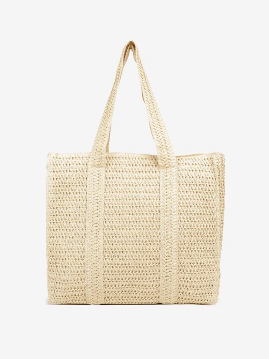Zdjęcie produktu Beżowa Torebka Shopper Plażowa z Plecionki Galavisena Versoli