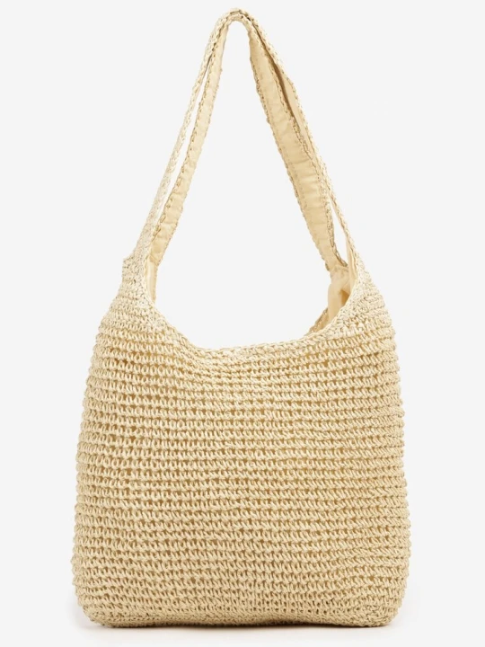 Zdjęcie produktu Beżowa Torebka Typu Shopper z Plecionki Felevera Caely