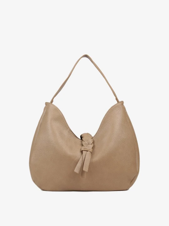 Zdjęcie produktu Beżowa Torebka Typu Shopperka Hobo z Frędzlem i Plecionką Nalivesa Chantal Firenze