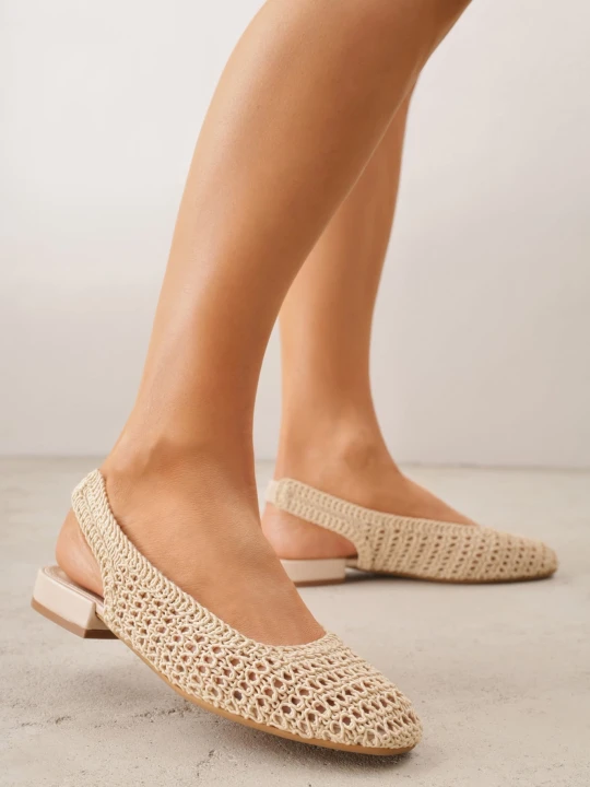 Zdjęcie produktu Beżowe Balerinki Slingback VICES z Cholewką z Plecionki Lilinova