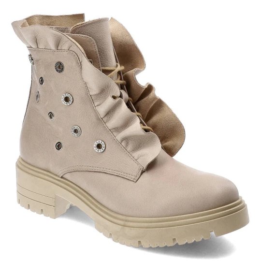 Zdjęcie produktu Beżowe Botki Armodo Eleganckie Buty Damskie