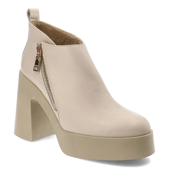 Zdjęcie produktu Beżowe Botki Armodo Modne Buty Na Obcasie
