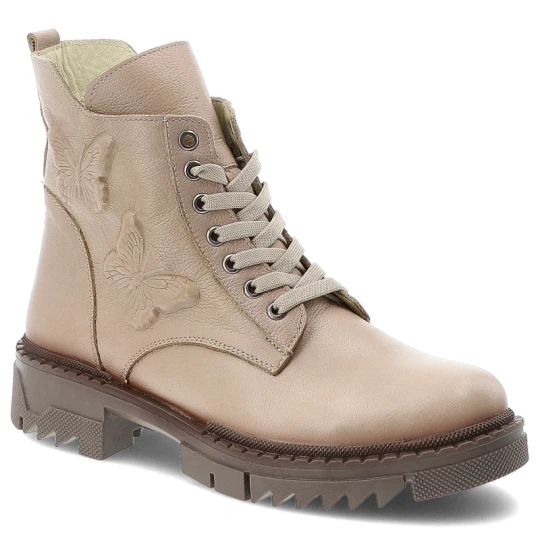 Zdjęcie produktu Beżowe Botki Artiker Eleganckie Skórzane Buty