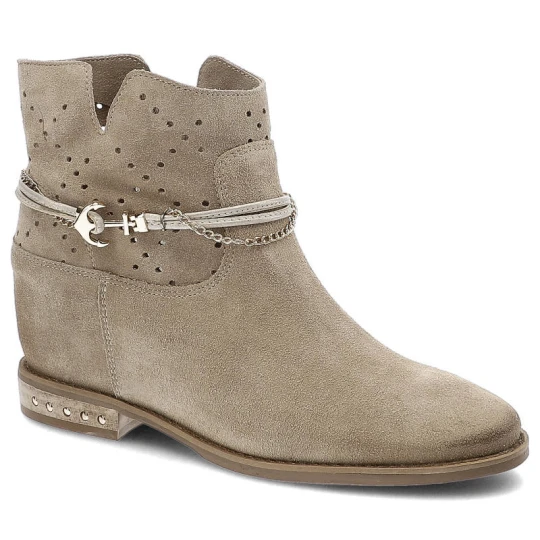 Zdjęcie produktu Beżowe Botki Damskie Carinii Codzienne Stylowe Buty
