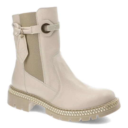 Zdjęcie produktu Beżowe Botki Damskie Maciejka Modne Buty Damskie