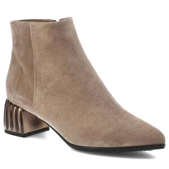 Zdjęcie produktu Beżowe Botki Espirito Damskie Modne Buty Na Obcasie