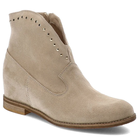 Zdjęcie produktu Beżowe Botki Kowbojskie Armodo Modne Buty Damskie
