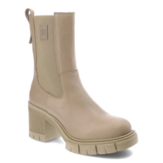 Zdjęcie produktu Beżowe Botki Nessi Damskie Eleganckie Buty Na Obcasie