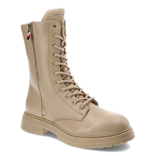 Zdjęcie produktu Beżowe Botki Tommy Hilfiger Modne Buty Damskie