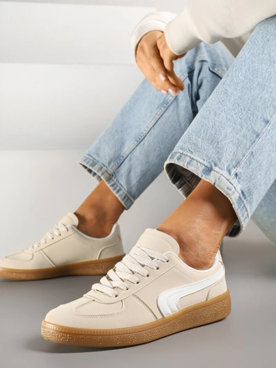 Zdjęcie produktu Beżowe Casualowe Sneakersy Typu Kultowe Tenisówki Ablerri Gowin