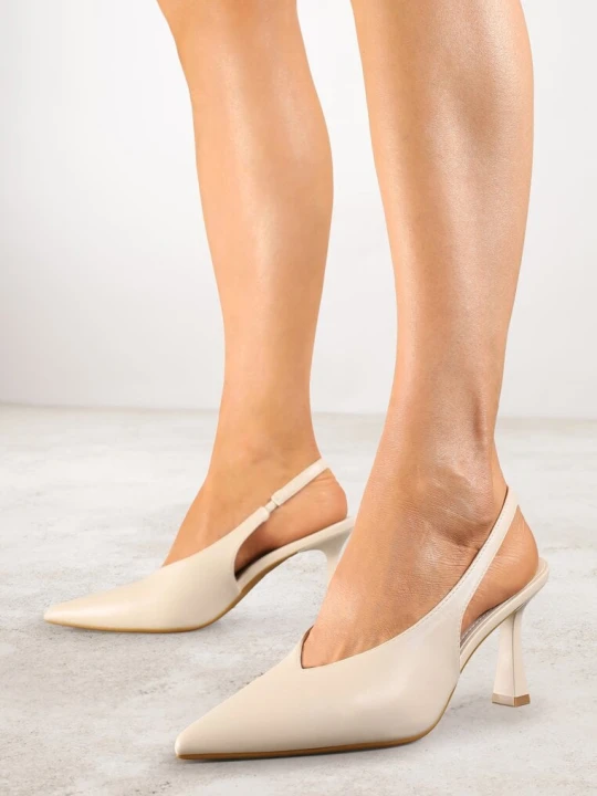 Zdjęcie produktu Beżowe Czółenka Sandały Vices na Szpilce Slingback Kolliva