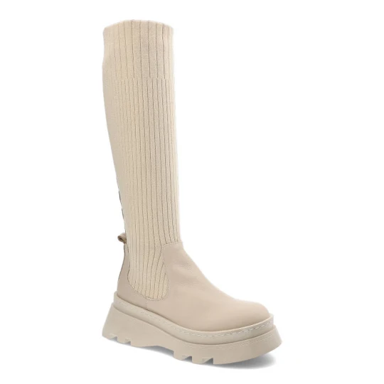 Zdjęcie produktu Kozaki damskie Artiker, elastyczna skarpetowa cholewka wsuwana konstrukcja masywna platformowa podeszwa, beige, 51C0864