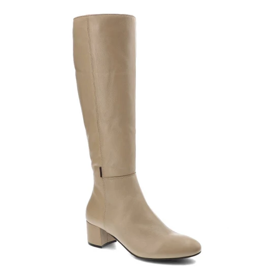 Zdjęcie produktu Kozaki damskie Nessi, eleganckie na stabilnym obcasiku ze skóry naturalnej, beżowe, 880 N 122