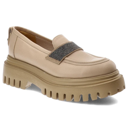Zdjęcie produktu Beżowe Półbuty Karino Eleganckie Skórzane Buty