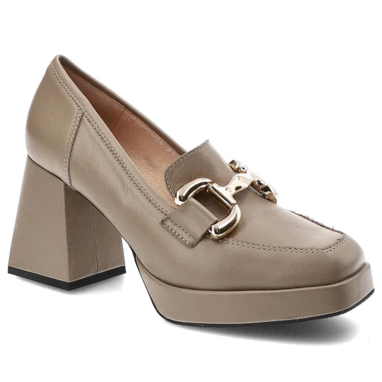 Zdjęcie produktu Beżowe Półbuty Simen Eleganckie Skórzane Buty Damskie