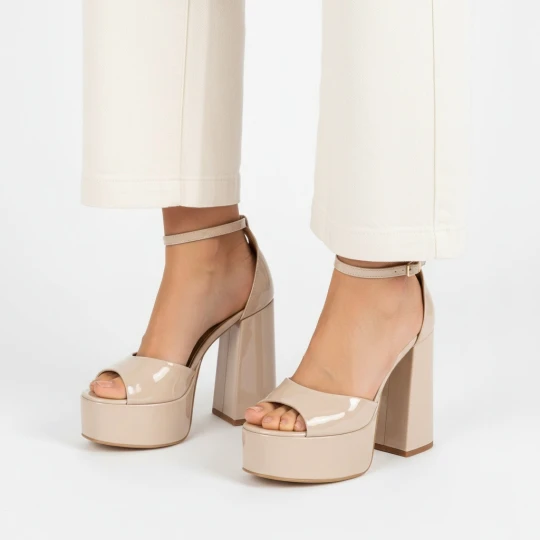Zdjęcie produktu Beżowe Sandały Armodo Damskie Buty Na Obcasie