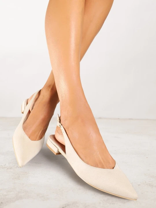 Zdjęcie produktu Beżowe Sandały Slingback Vices z Wkładką ze Skóry Naturalnej Annisae