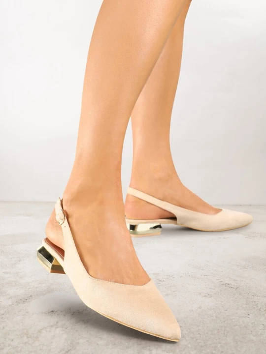 Zdjęcie produktu Beżowe Sandały Slingback Vices z Wkładką ze Skóry Naturalnej Galeresa
