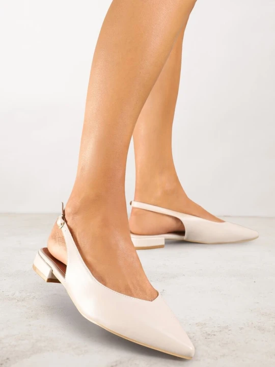 Zdjęcie produktu Beżowe Sandały Slingback Vices z Wkładką ze Skóry Naturalnej Lisanilis