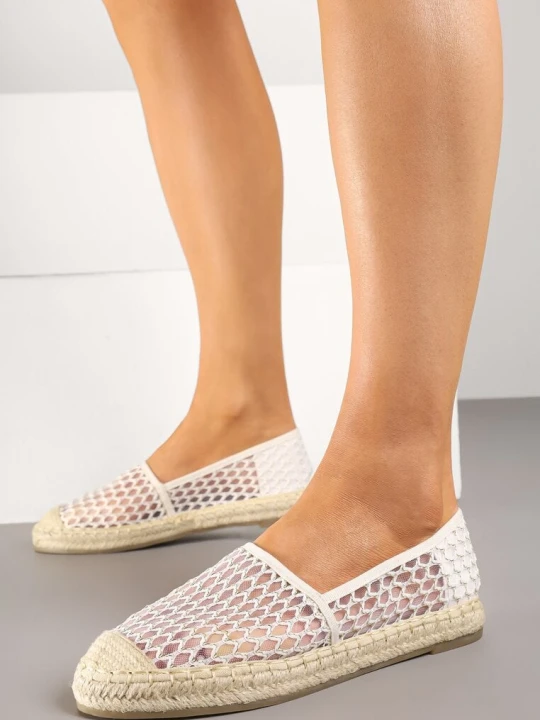 Zdjęcie produktu Beżowe Siateczkowe Espadryle Ozdobione Plecionką Telovianna C'M Paris