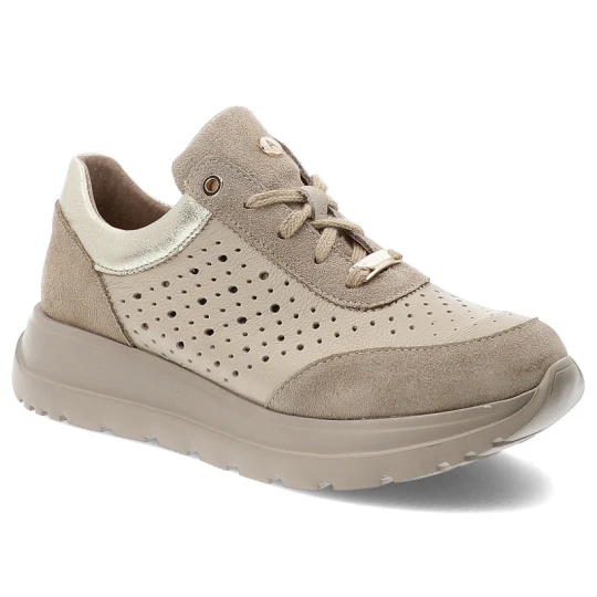 Zdjęcie produktu Beżowe Sneakersy Armodo Modne Skórzane Obuwie Damskie