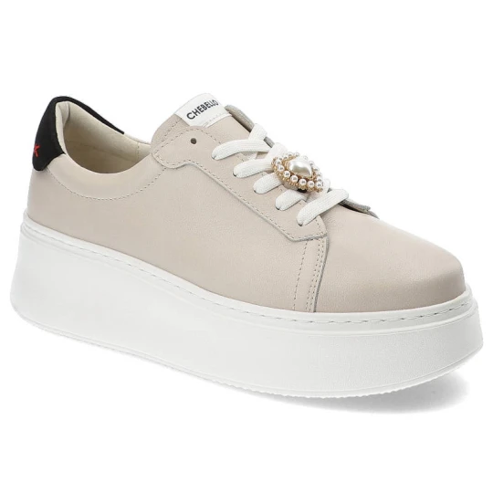 Zdjęcie produktu Beżowe Sneakersy Chebello Damskie Stylowe Obuwie