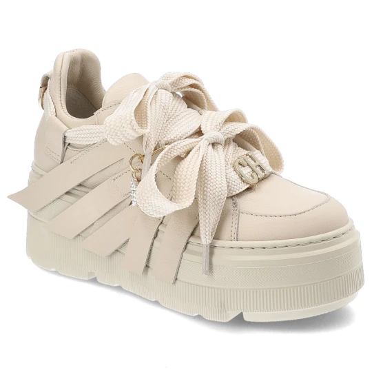 Zdjęcie produktu Beżowe Sneakersy Chebello Eleganckie Obuwie Damskie Na Platformie