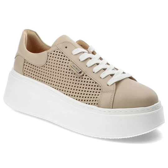 Zdjęcie produktu Beżowe Sneakersy Damiss Wygodne Ażurowe Obuwie Damskie